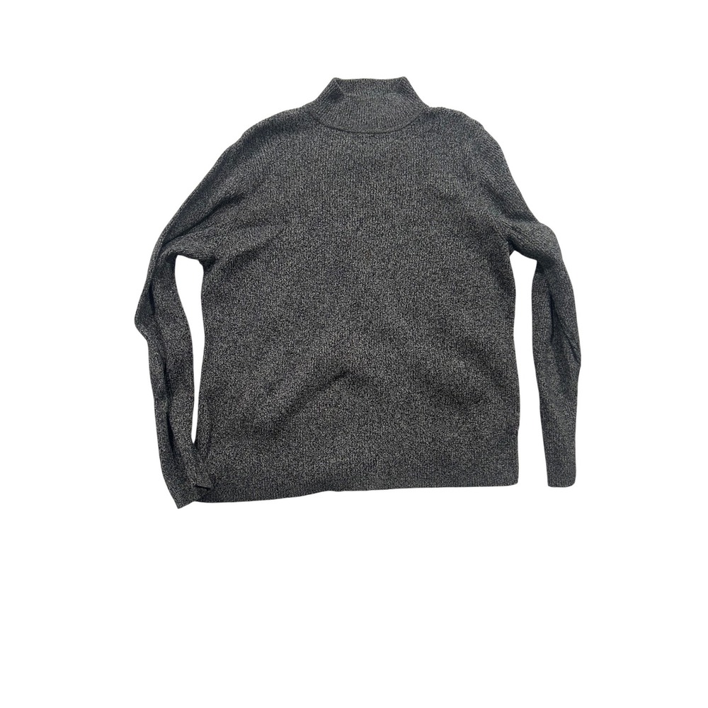 Karen Scott Womens Large Grey Marled Mock Neck Cotton Knit Sweater Long Sleeve